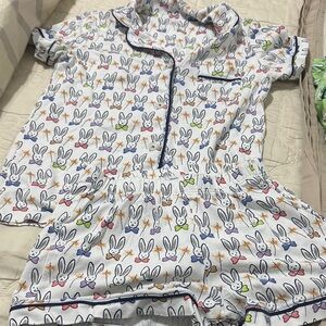 Roller Rabbit Bunny Print Kids Pajamas - White and Multicolor